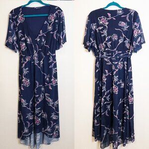 Bloomchic Dress - Flutter Sleeve Floral Pocket Split Maxi Dress - Size XL